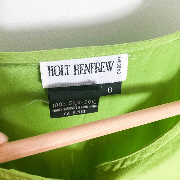 Vintage Lime Green 100% Silk Blouse - Picture 6 of 11